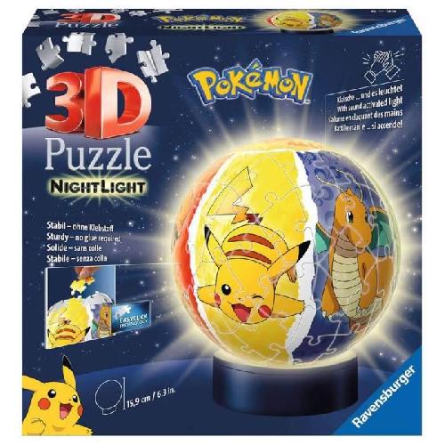 Puzzle Puzzle 3D Ball illumine Pokemon - Ravensburger - 72 pieces numerotees - Socle lumineux - A partir de 6 ans