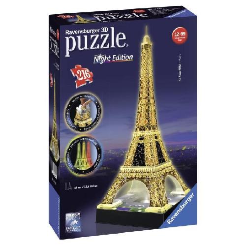 Puzzle Puzzle 3D Tour Eiffel illuminée - Ravensburger - 216 pieces - sans colle - avec LEDS couleur - Des 10 ans