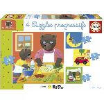 Puzzle Puzzle - EDUCA - Petit Ours Brun : 4 puzzles progressifs pour enfants de 12 a 25 pieces des 3 ans