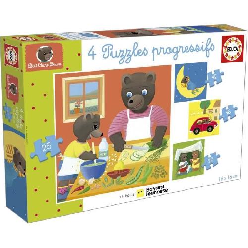 Puzzle Puzzle - EDUCA - Petit Ours Brun : 4 puzzles progressifs pour enfants de 12 a 25 pieces des 3 ans