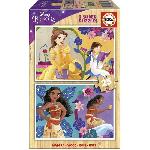 Puzzle en bois Disney Princess (Bella + Vaiana) - 2x25 pieces