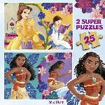 Puzzle Puzzle en bois Disney Princess (Bella + Vaiana) - 2x25 pieces