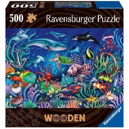 Puzzle Puzzle en bois Monde marin coloré 500 pieces robustes et naturelles dont 40 figurines en bois (whimsies). Qualité premium - Pour enf