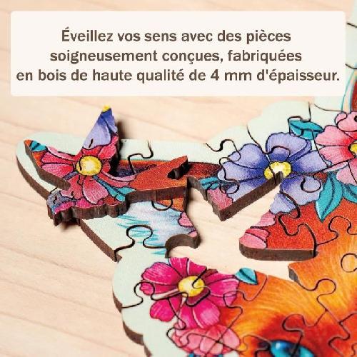 Puzzle Puzzle en bois Renard coloré 150 pieces robustes et naturelles dont 15 figurines en bois (whimsies). Qualité premium - Pour enfants