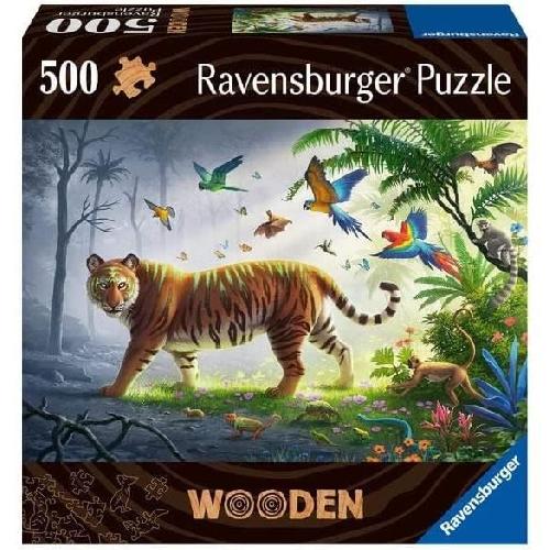 Puzzle Puzzle en bois Tigre de la jungle 500 pieces robustes et naturelles dont 40 figurines en bois (whimsies). Qualité premium - Pour enf