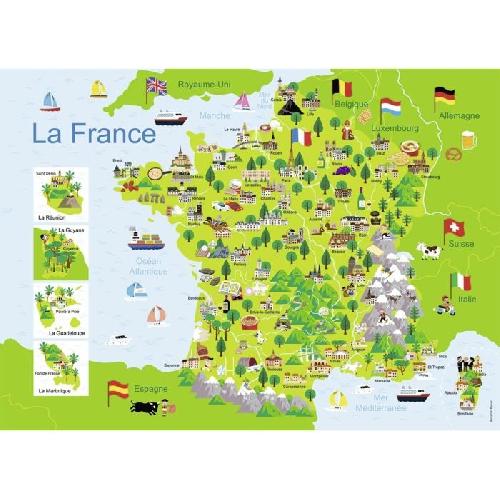 Puzzle Puzzle enfant 100 pieces - Carte de France - Nathan - Trieur 3 compartiments - Des 6 ans