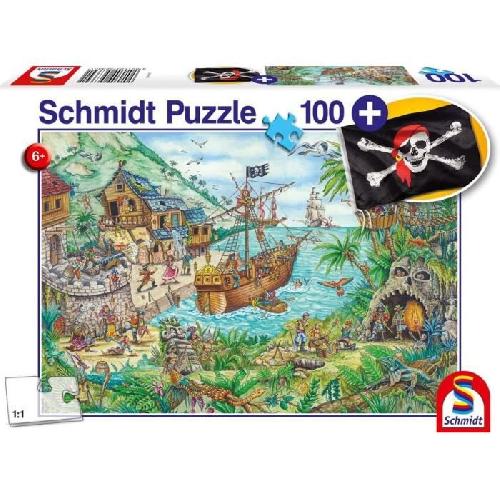 Puzzle Puzzle Fantastique - SCHMIDT SPIELE - Dans la baie aux pirates - 100 pieces - Multicolore et vert