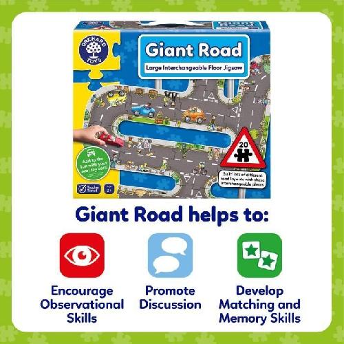 Puzzle Puzzle - ORCHARD - Giant route Road - 20 grosses pieces interchangeables - Theme véhicules - a partir de 3 ans