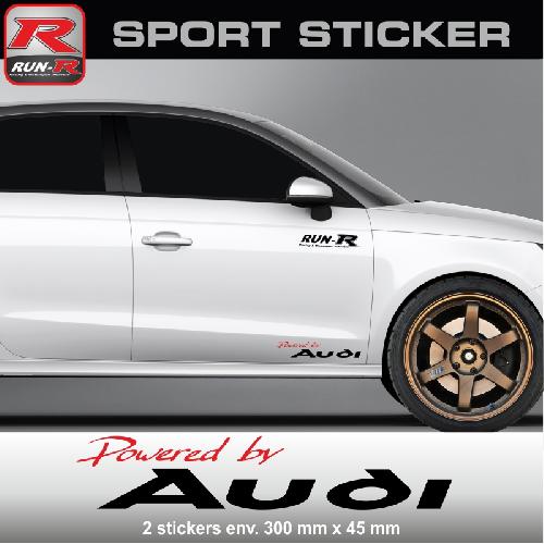 PW05 RN - Sticker Powered by AUDI - ROUGE NOIR - compatible avec QUATTRO TT A1 A2 A3 S3 A4 S4 A5 S5 A6 S6 RS - Run-R