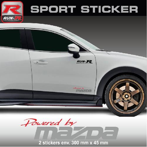 PW11RA Sticker Powered by MAZDA - ROUGE ARGENT compatible avec Mazda 2 3 6 MPS CX3 CX5 MX5 - Run-R