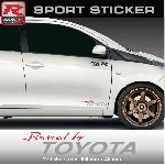 PW12 RA - Sticker Powered by TOYOTA - ROUGE ARGENT - compatible avec Aygo Yaris Auris RAV4 C-HR Verso GT86 Celica Supra - Run-R