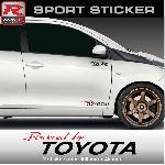 PW12 RN - Sticker Powered by TOYOTA - ROUGE NOIR - compatible avec Aygo Yaris Auris RAV4 C-HR Verso GT86 Celica Supra - Run-R