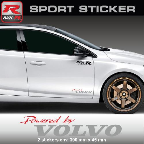 PW14 RA - Sticker Powered by VOLVO - ROUGE ARGENT - compatible avec S40 V40 C30 S60 V60 S90 V90 XC60 XC90 - Run-R