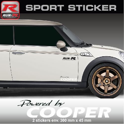 PW15 NB - Sticker Powered by COOPER - NOIR BLANC - compatible avec MINI One Cooper S Countryman Clubman Paceman Works - Run-R