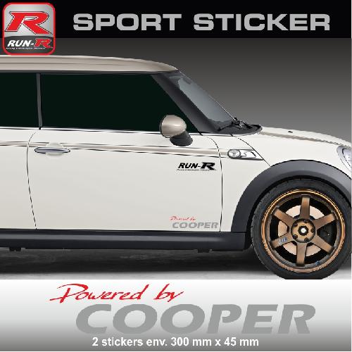 PW15 RA - Sticker Powered by COOPER - ROUGE ARGENT - compatible avec MINI One Cooper S Countryman Clubman Paceman Works - Run-R