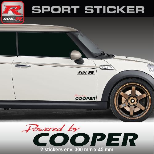 PW15 RN - Sticker Powered by COOPER - ROUGE NOIR - compatible avec MINI One Cooper S Countryman Clubman Paceman Works - Run-R