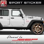 PW24 NR - Sticker Powered by JEEP - NOIR ROUGE - compatible avec Cherokee Renegade Wrangler Compass - Run-R