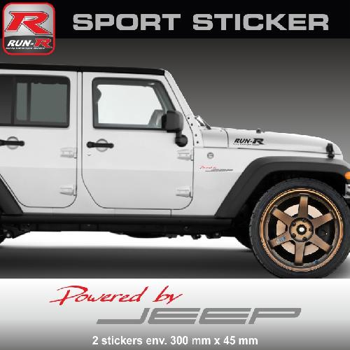 PW24 RA - Sticker Powered by JEEP - ROUGE ARGENT - compatible avec Cherokee Renegade Wrangler Compass - Run-R