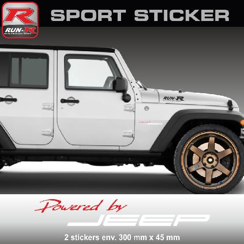 PW24 RB - Sticker Powered by JEEP - ROUGE BLANC - compatible avec Cherokee Renegade Wrangler Compass - Run-R