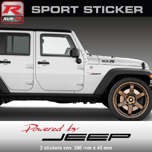 PW24 RN - Sticker Powered by JEEP - ROUGE NOIR - compatible avec Cherokee Renegade Wrangler Compass - Run-R