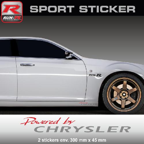 PW26 RA - Sticker Powered by CHRYSLER - ROUGE ARGENT - compatible avec 300 300c 200 PT Cruiser Voyager Stratus - Run-R