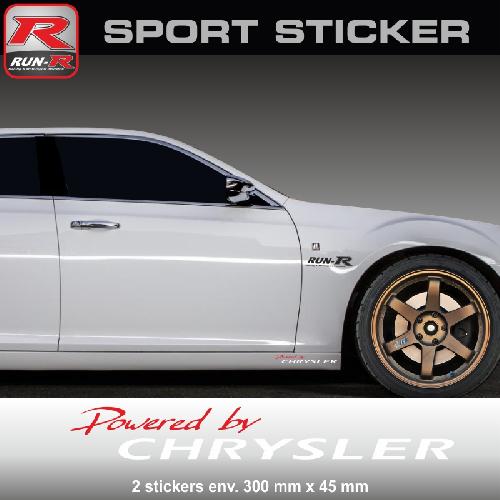 PW26 RB Sticker Powered by CHRYSLER - ROUGE BLANC - compatible avec 300 300c 200 PT Cruiser Voyager Stratus - Run-R