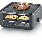 Raclette Gril - SEVERIN - RG2360 - 4 pers. - Compacte - Plaque 24 x 24 cm - Inclus 4 Poelons et spatules - Noir