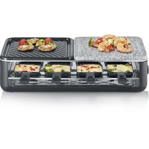 Appareil A Raclette Raclette Gril - SEVERIN - RG2366 - 8 pers. - Pierre Naturelle et Plaque de Cuisson Réversible - 8 poelons - Noir