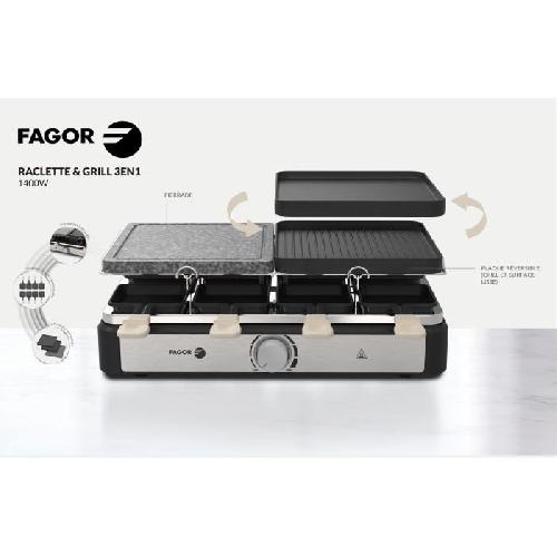 Appareil A Raclette Raclette / Grill - FAGOR - FGRG8 - 8 personnes - Pierre de Cuisson - 1400W - Thermostat réglable