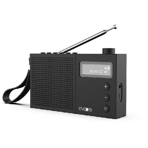 Radio Reveil Radio-reveil EVOOM EGY Noir - FM et radio DAB+ - Batterie Piles-USB - 2 alarmes
