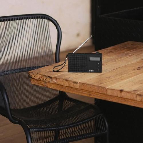 Radio Reveil Radio-reveil EVOOM EGY Noir - FM et radio DAB+ - Batterie Piles-USB - 2 alarmes