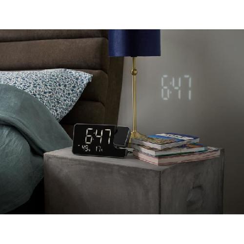 Radio Reveil Radio-reveil projecteur - THOMSON - Noir - Radio FM. Temperature. Humidite. Double alarme. USB-C. Alim. 230V