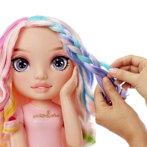 Tete A Coiffer Rainbow High - Tete a coiffer Bella - 33cm - Colorer ongles et cheveux - Utilise les produits pour toi - Des 4 ans