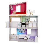 Rainbow High Townhouse - Maison en bois 3 etages et 6 pieces - Ascenseur fontionnel et meubles mobiles