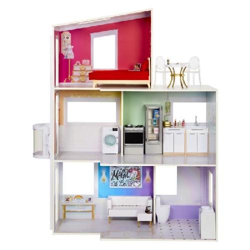 Poupee Rainbow High Townhouse - Maison en bois 3 étages et 6 pieces - Ascenseur fontionnel et meubles mobiles