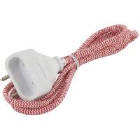 Rallonge Chacon Rallonge textile rouge/blanc 6A - 1.5m -Fiche blanche