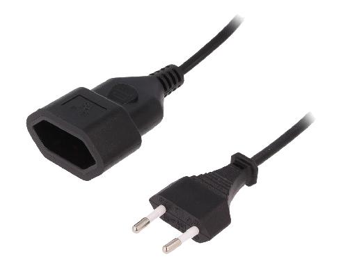 Cable D'alimentation Rallonge reseau- Prises- 1- noir- 1m