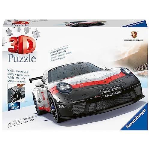 Puzzle Ravensburger-Puzzle 3D Porsche 911 GT3 Cup-Des 10 ans-108 pieces numérotées a assembler sans colle-Accessoires inclus-11557