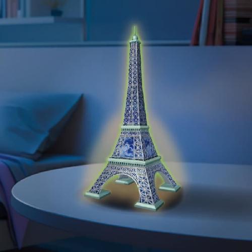 Puzzle Ravensburger-Puzzle 3D Tour Eiffel phosphorescente 50 ans-Des 10 ans-216p numérotées a assembler sans colle-Accessoires inclus-11591