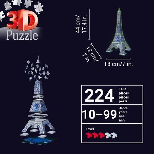 Puzzle Ravensburger-Puzzle 3D Tour Eiffel phosphorescente 50 ans-Des 10 ans-216p numérotées a assembler sans colle-Accessoires inclus-11591