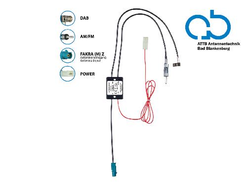 Adaptateurs Antenne Repartiteur Antenne AM FM DAB+ Fakra-m- vers DIN-m- et SMB-f- amplifie