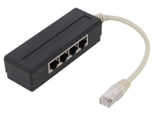 Cable - Connectique Pour Peripherique Repartiteur Modulaire RJ45 1 entree 4 sorties - Noir