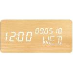 Radio Reveil Reveil 4 en 1 - EVOOM - Modele WOOD - Horloge. Thermometre. Calendrier - Couleur Naturel - Radio numerique