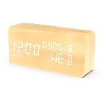 Radio Reveil Reveil 4 en 1 - EVOOM - Modele WOOD - Horloge. Thermometre. Calendrier - Couleur Naturel - Radio numerique