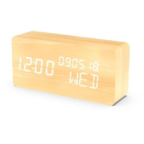 Radio Reveil Reveil 4 en 1 - EVOOM - Modele WOOD - Horloge. Thermometre. Calendrier - Couleur Naturel - Radio numerique