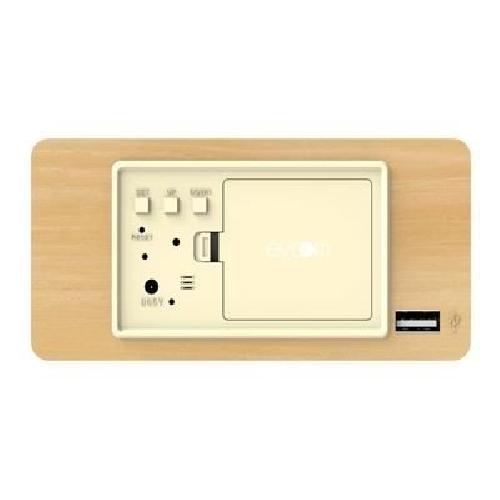 Radio Reveil Reveil 4 en 1 - EVOOM - Modele WOOD - Horloge. Thermometre. Calendrier - Couleur Naturel - Radio numerique