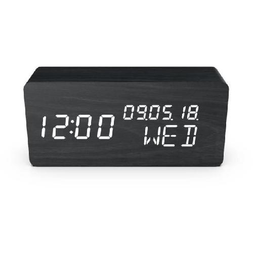 Radio Reveil Reveil 4 en 1 - EVOOM - WOOD - Noir - Horloge. Thermometre. Calendrier