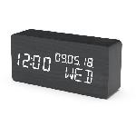 Radio Reveil Reveil 4 en 1 - EVOOM - WOOD - Noir - Horloge. Thermometre. Calendrier