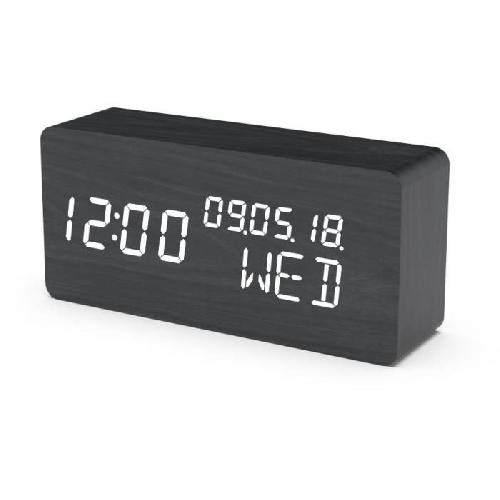 Radio Reveil Reveil 4 en 1 - EVOOM - WOOD - Noir - Horloge. Thermometre. Calendrier