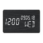 Radio Reveil Reveil 4 en 1 - EVOOM - WOOD - Noir - Horloge. Thermometre. Calendrier